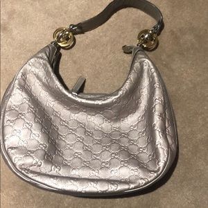 Gucci Leather Embossed Logo Hobo Bag